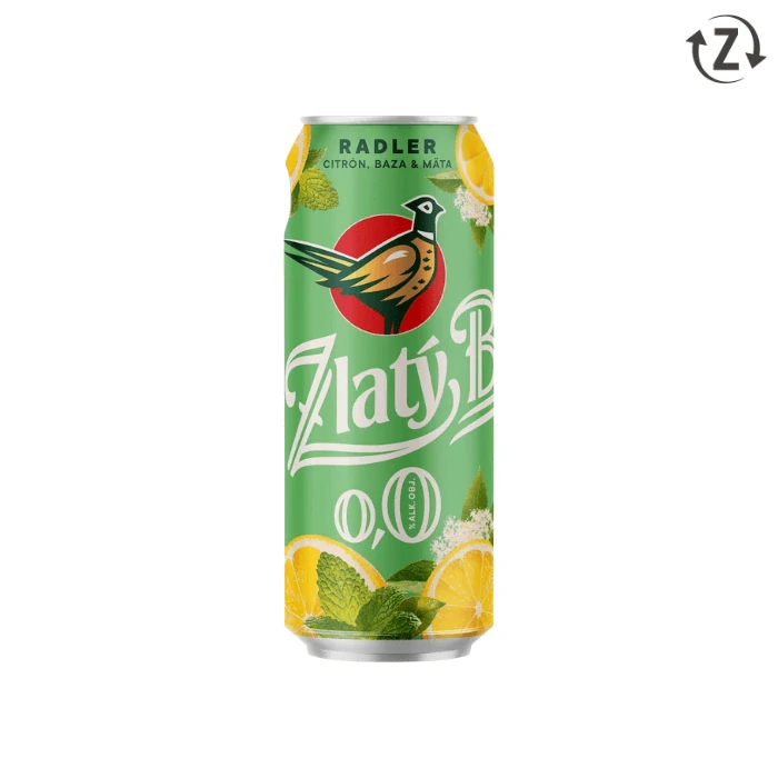 Zlatý Bažant Radler 0,0% Citrón Baza Mäta 500 ml (plechovka)