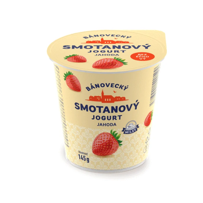 MILSY Bánovecký smotanový jogurt jahoda 145 g