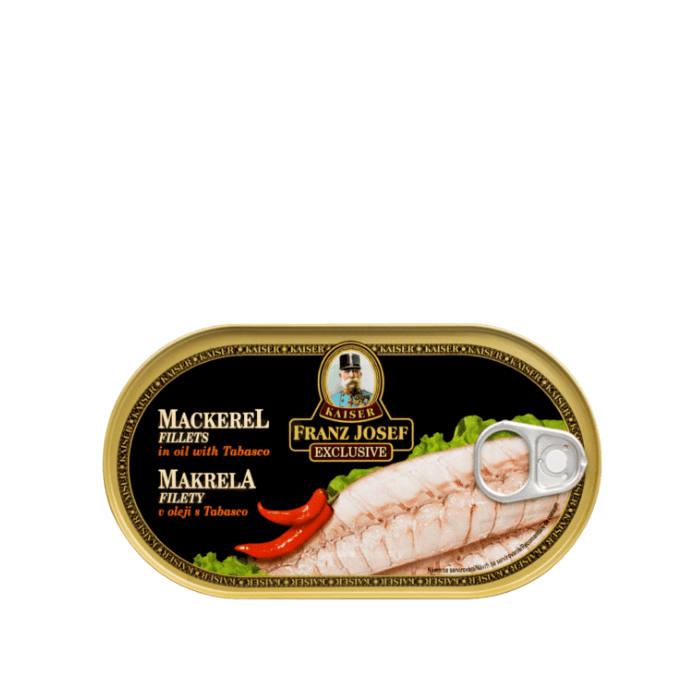 FRANZ JOSEF Filety makrela v oleji s Tabascom 170 g